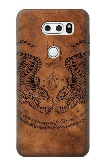 S3209 Sak Yant Twin Tiger Etui Coque Housse pour LG V30, LG V30 Plus, LG V30S ThinQ, LG V35, LG V35 ThinQ