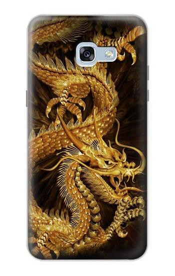 S2804 Chinese Gold Dragon Printed Etui Coque Housse pour Samsung Galaxy A5 (2017)