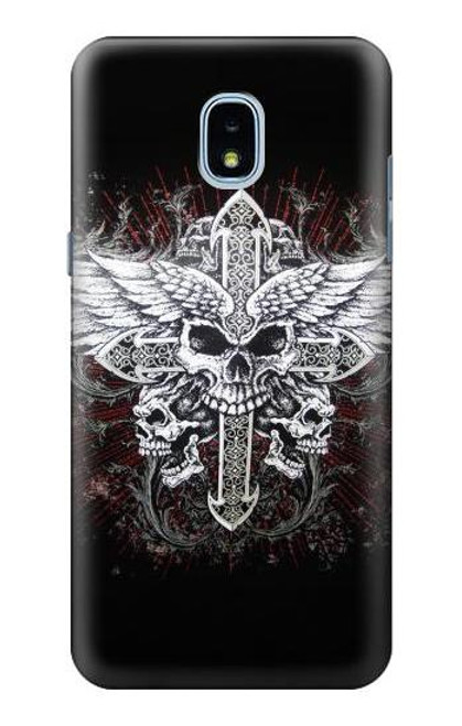 S1434 Skull Wing Tattoo Biker Etui Coque Housse pour Samsung Galaxy J3 (2018), J3 Star, J3 V 3rd Gen, J3 Orbit, J3 Achieve, Express Prime 3, Amp Prime 3