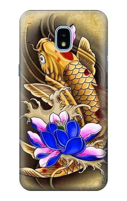 S1604 Carp Koi Fish Japanese Tattoo Etui Coque Housse pour Samsung Galaxy J3 (2018), J3 Star, J3 V 3rd Gen, J3 Orbit, J3 Achieve, Express Prime 3, Amp Prime 3