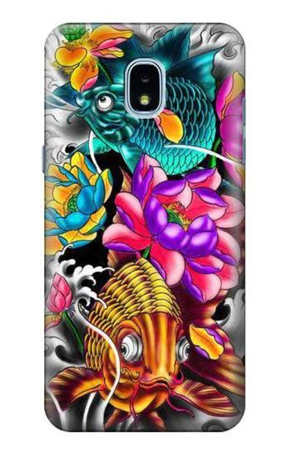 S1630 Fish Japanese Oriental Tattoo Etui Coque Housse pour Samsung Galaxy J3 (2018), J3 Star, J3 V 3rd Gen, J3 Orbit, J3 Achieve, Express Prime 3, Amp Prime 3