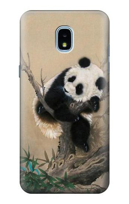 S2210 Panda Fluffy Art Painting Etui Coque Housse pour Samsung Galaxy J3 (2018), J3 Star, J3 V 3rd Gen, J3 Orbit, J3 Achieve, Express Prime 3, Amp Prime 3