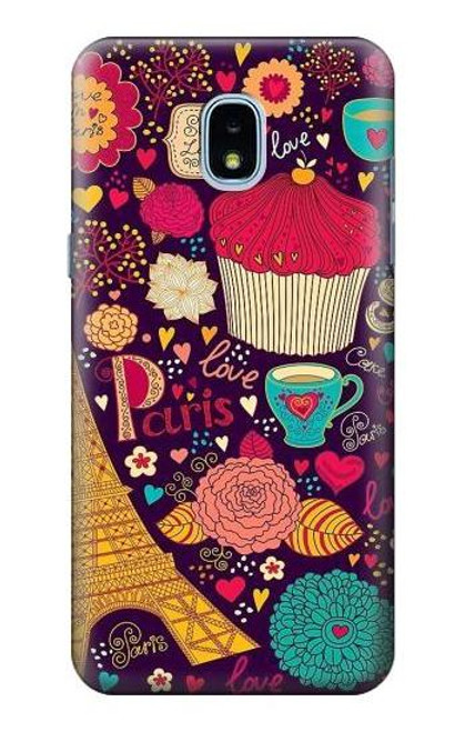 S2353 Paris Cartoon Vintage Pattern Etui Coque Housse pour Samsung Galaxy J3 (2018), J3 Star, J3 V 3rd Gen, J3 Orbit, J3 Achieve, Express Prime 3, Amp Prime 3