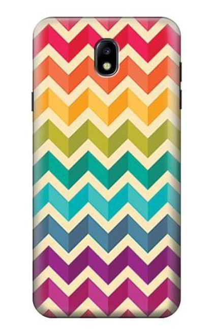 S2362 Rainbow Colorful Shavron Zig Zag Pattern Etui Coque Housse pour Samsung Galaxy J7 (2018), J7 Aero, J7 Top, J7 Aura, J7 Crown, J7 Refine, J7 Eon, J7 V 2nd Gen, J7 Star