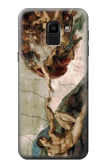 S0179 Michelangelo Creation of Adam Etui Coque Housse pour Samsung Galaxy J6 (2018)