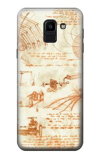 S0566 Technical Drawing Da Vinci Etui Coque Housse pour Samsung Galaxy J6 (2018)