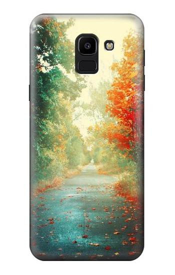 S0913 Road Through The Woods Etui Coque Housse pour Samsung Galaxy J6 (2018)