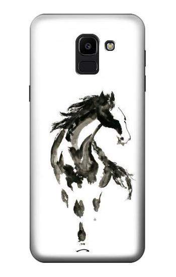 S1031 Horse Paintbrush Etui Coque Housse pour Samsung Galaxy J6 (2018)