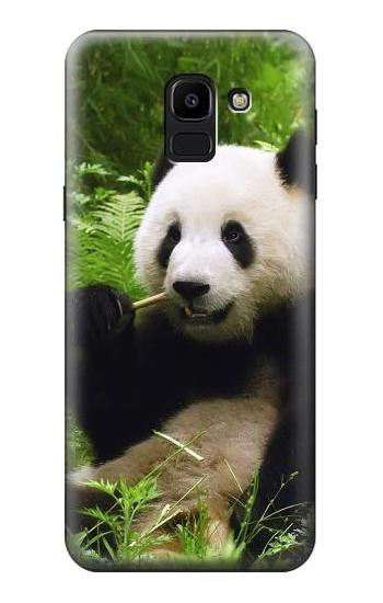 S1073 Panda Enjoy Eating Etui Coque Housse pour Samsung Galaxy J6 (2018)