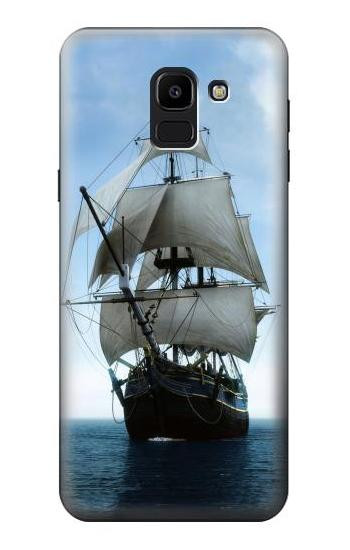 S1096 Sailing Ship in an Ocean Etui Coque Housse pour Samsung Galaxy J6 (2018)