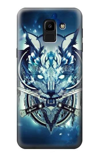 S1135 Wolf with knives Rock Etui Coque Housse pour Samsung Galaxy J6 (2018)