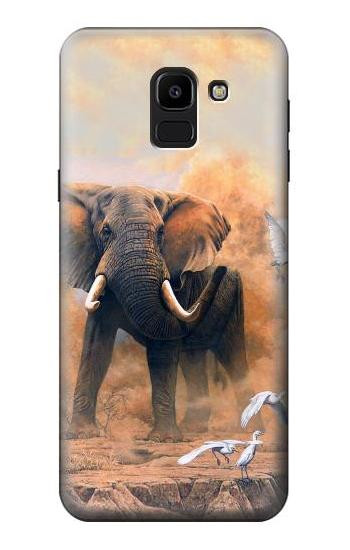 S1292 Dusty Elephant Egrets Etui Coque Housse pour Samsung Galaxy J6 (2018)