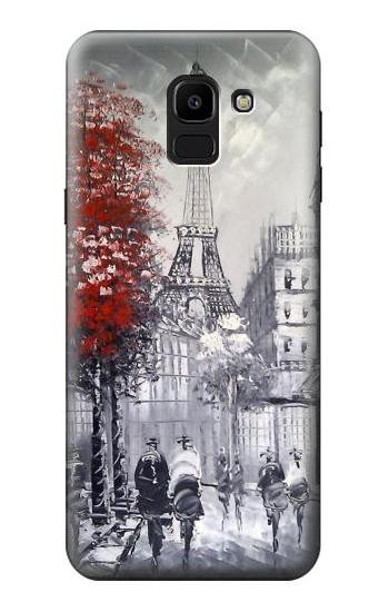 S1295 Eiffel Painting of Paris Etui Coque Housse pour Samsung Galaxy J6 (2018)