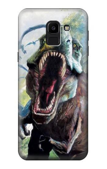S1453 Trex Tyrannosaurus Rex Dinosaur Etui Coque Housse pour Samsung Galaxy J6 (2018)