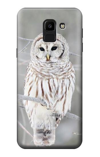 S1566 Snowy Owl White Owl Etui Coque Housse pour Samsung Galaxy J6 (2018)