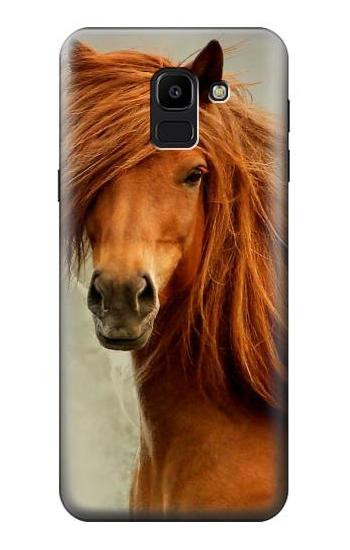 S1595 Beautiful Brown Horse Etui Coque Housse pour Samsung Galaxy J6 (2018)