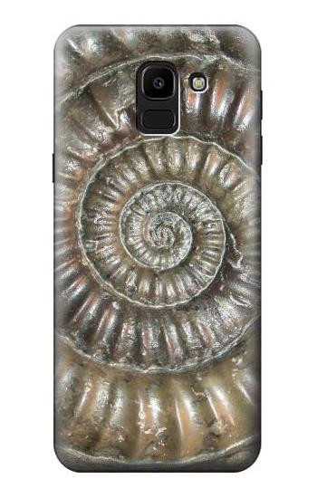 S1788 Ammonite Fossil Etui Coque Housse pour Samsung Galaxy J6 (2018)