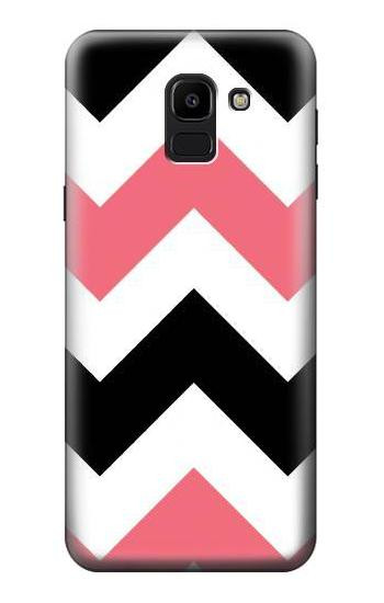 S1849 Pink Black Chevron Zigzag Etui Coque Housse pour Samsung Galaxy J6 (2018)