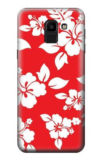 S1949 Hawaiian Hibiscus Pattern Etui Coque Housse pour Samsung Galaxy J6 (2018)