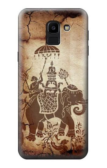 S2102 Thai Art Buddha on Elephant Etui Coque Housse pour Samsung Galaxy J6 (2018)