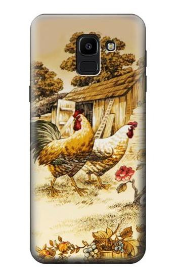 S2181 French Country Chicken Etui Coque Housse pour Samsung Galaxy J6 (2018)