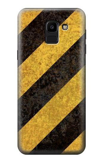 S2231 Yellow and Black Line Hazard Striped Etui Coque Housse pour Samsung Galaxy J6 (2018)