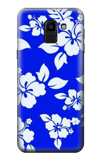 S2244 Hawaiian Hibiscus Blue Pattern Etui Coque Housse pour Samsung Galaxy J6 (2018)