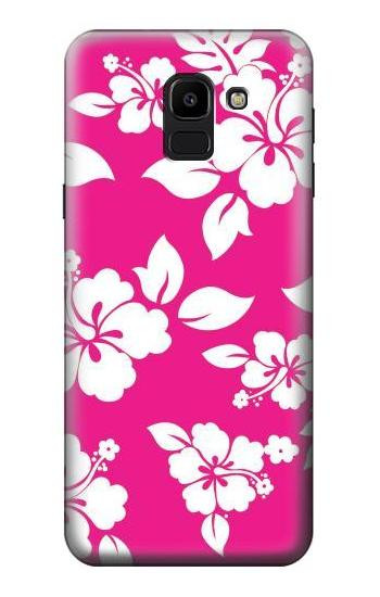 S2246 Hawaiian Hibiscus Pink Pattern Etui Coque Housse pour Samsung Galaxy J6 (2018)