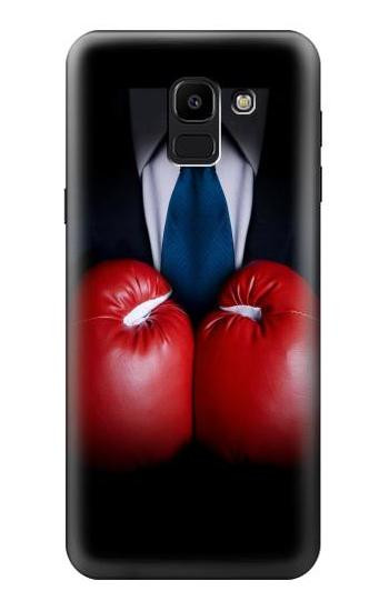 S2261 Businessman Black Suit With Boxing Gloves Etui Coque Housse pour Samsung Galaxy J6 (2018)