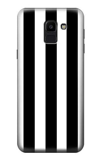 S2297 Black and White Vertical Stripes Etui Coque Housse pour Samsung Galaxy J6 (2018)