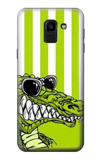 S2323 Funny Green Alligator Crocodile Etui Coque Housse pour Samsung Galaxy J6 (2018)