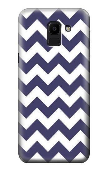 S2345 Navy Blue Shavron Zig Zag Pattern Etui Coque Housse pour Samsung Galaxy J6 (2018)