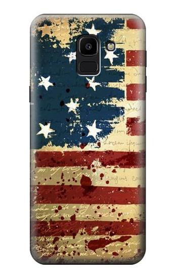 S2349 Old American Flag Etui Coque Housse pour Samsung Galaxy J6 (2018)