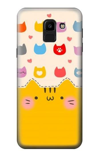 S2442 Cute Cat Cartoon Funny Etui Coque Housse pour Samsung Galaxy J6 (2018)
