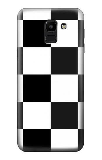 S2492 Black and White Checkerboard Etui Coque Housse pour Samsung Galaxy J6 (2018)