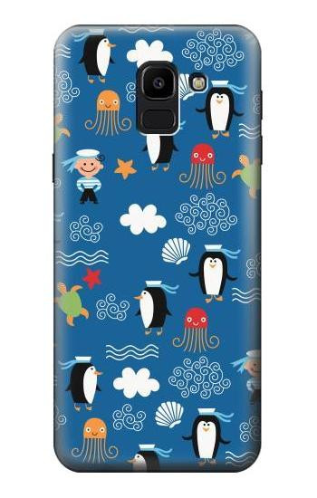 S2572 Marine Penguin Pattern Etui Coque Housse pour Samsung Galaxy J6 (2018)