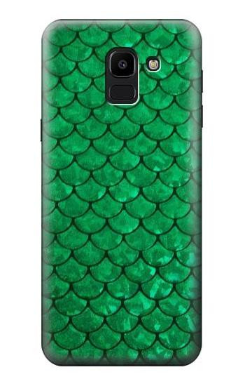S2704 Green Fish Scale Pattern Graphic Etui Coque Housse pour Samsung Galaxy J6 (2018)