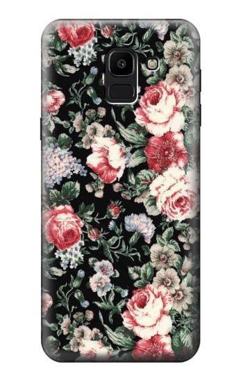 S2727 Vintage Rose Pattern Etui Coque Housse pour Samsung Galaxy J6 (2018)