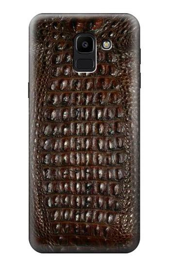 S2850 Brown Skin Alligator Graphic Printed Etui Coque Housse pour Samsung Galaxy J6 (2018)