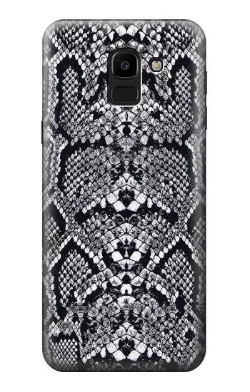 S2855 White Rattle Snake Skin Graphic Printed Etui Coque Housse pour Samsung Galaxy J6 (2018)