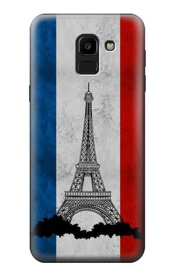 S2859 Vintage France Flag Eiffel Tower Etui Coque Housse pour Samsung Galaxy J6 (2018)