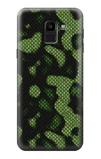 S2877 Green Snake Skin Graphic Printed Etui Coque Housse pour Samsung Galaxy J6 (2018)