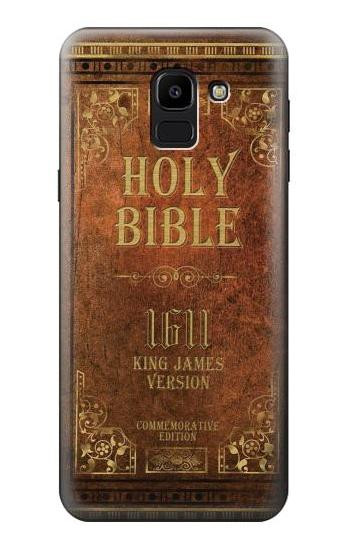 S2890 Holy Bible 1611 King James Version Etui Coque Housse pour Samsung Galaxy J6 (2018)