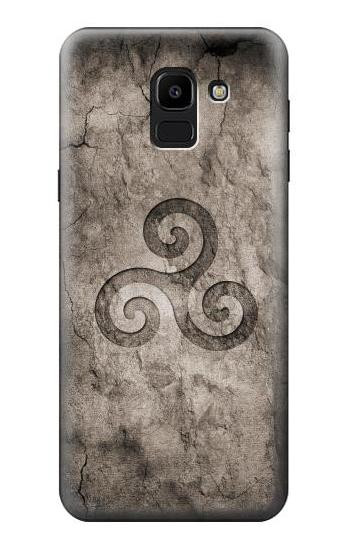 S2892 Triskele Symbol Stone Texture Etui Coque Housse pour Samsung Galaxy J6 (2018)