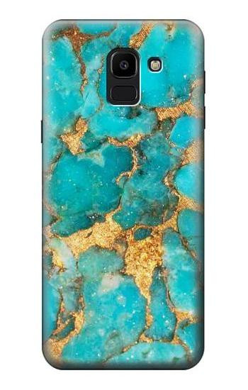 S2906 Aqua Turquoise Stone Etui Coque Housse pour Samsung Galaxy J6 (2018)