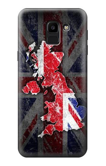 S2936 UK British Flag Map Etui Coque Housse pour Samsung Galaxy J6 (2018)