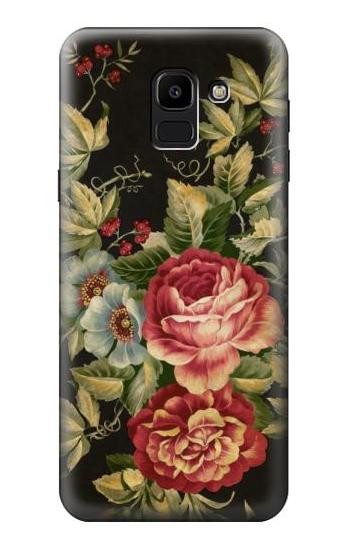 S3013 Vintage Antique Roses Etui Coque Housse pour Samsung Galaxy J6 (2018)