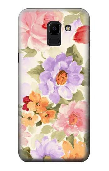 S3035 Sweet Flower Painting Etui Coque Housse pour Samsung Galaxy J6 (2018)