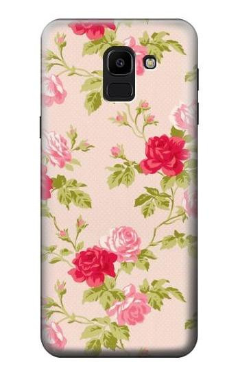 S3037 Pretty Rose Cottage Flora Etui Coque Housse pour Samsung Galaxy J6 (2018)