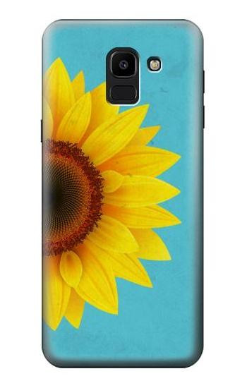 S3039 Vintage Sunflower Blue Etui Coque Housse pour Samsung Galaxy J6 (2018)